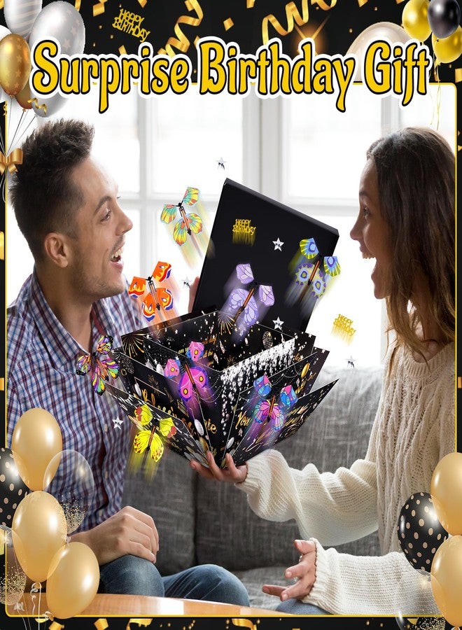 FVNPIHAM Surprise Gift Box Explosion, Birthday Flying Butterfly Explosion Gift Box with 8 Colorful Butterfly Sequins Raffia, Exploding Gifts Boxs for Birthday Gifts Wrapping - Image 2